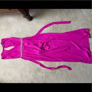 Hot Pink Mini Maxi Dress with Rhinestone Band